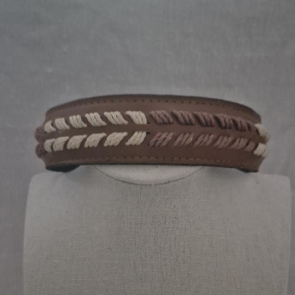 Brown and Tan Braided Leather Headband